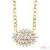 1/6 ctw Petite East-West Set Oval Shape Round Cut Diamond Cluster Fashion Pendant With Chain in 10K Yellow Gold
